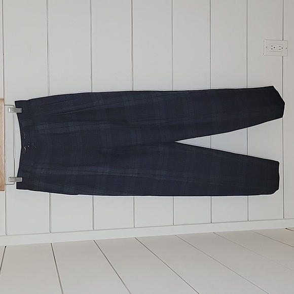 Vintage 80s 90s ALANNI by Donny Brook size 10 navy green & black plaid wool pant - Picture 1 of 5